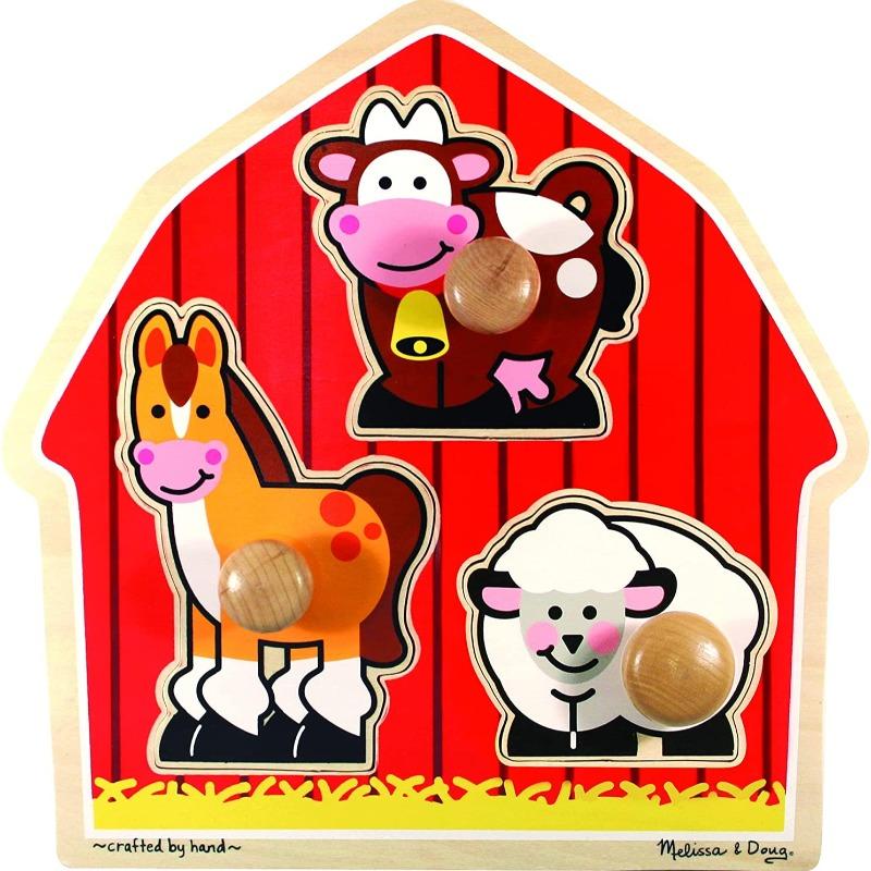 Melissa And Doug Barnyard Animals Jumbo Knob Wooden Puzzle