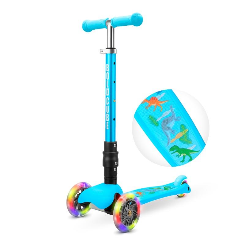 BOLDCUBE 3 Wheel Scooter Folding Teeny Dinosaur (Blue)
