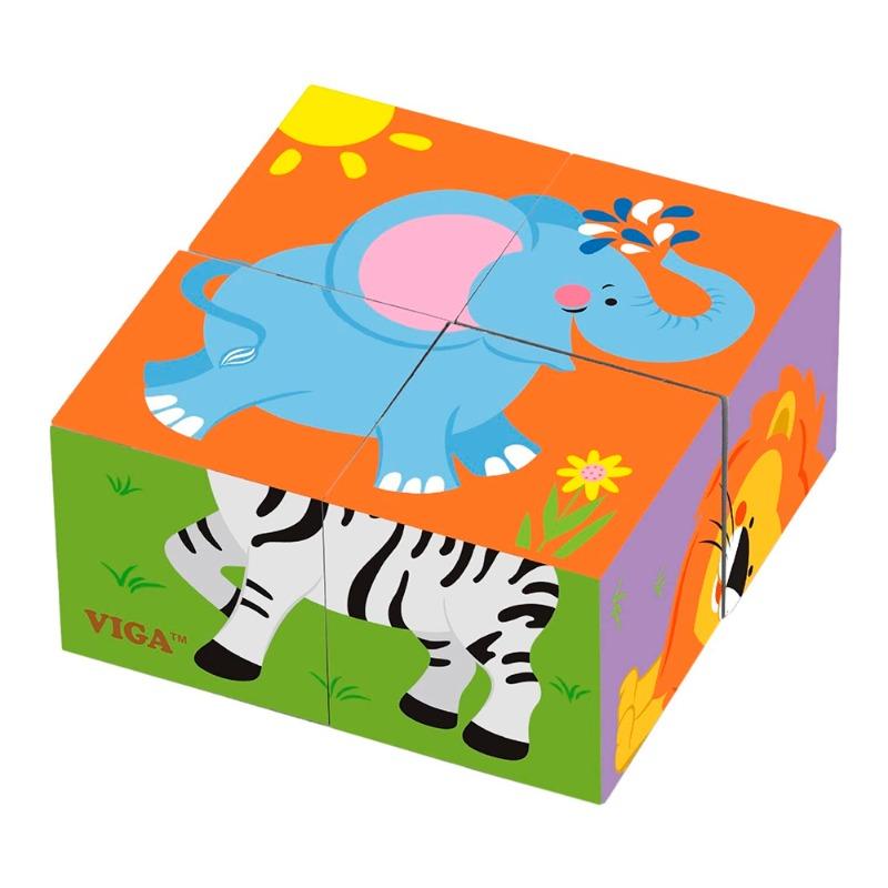 VIGA 6 Side Cube Puzzle - Wild Animals