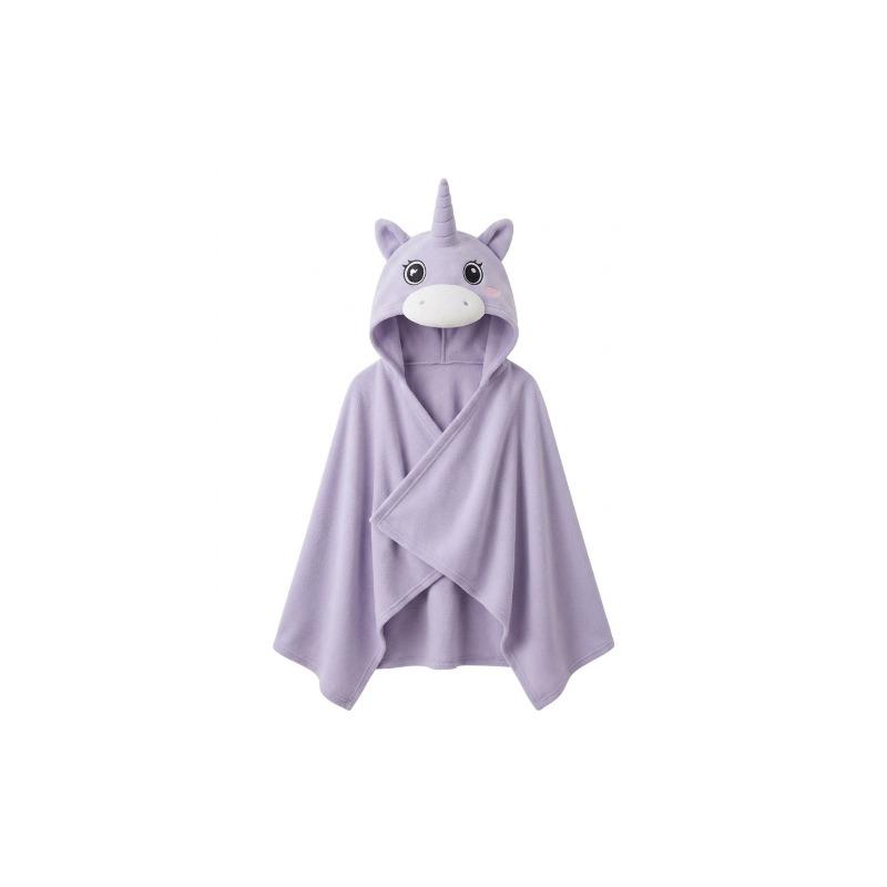 Kids Bamboo Cotton Hooded Poncho Purple