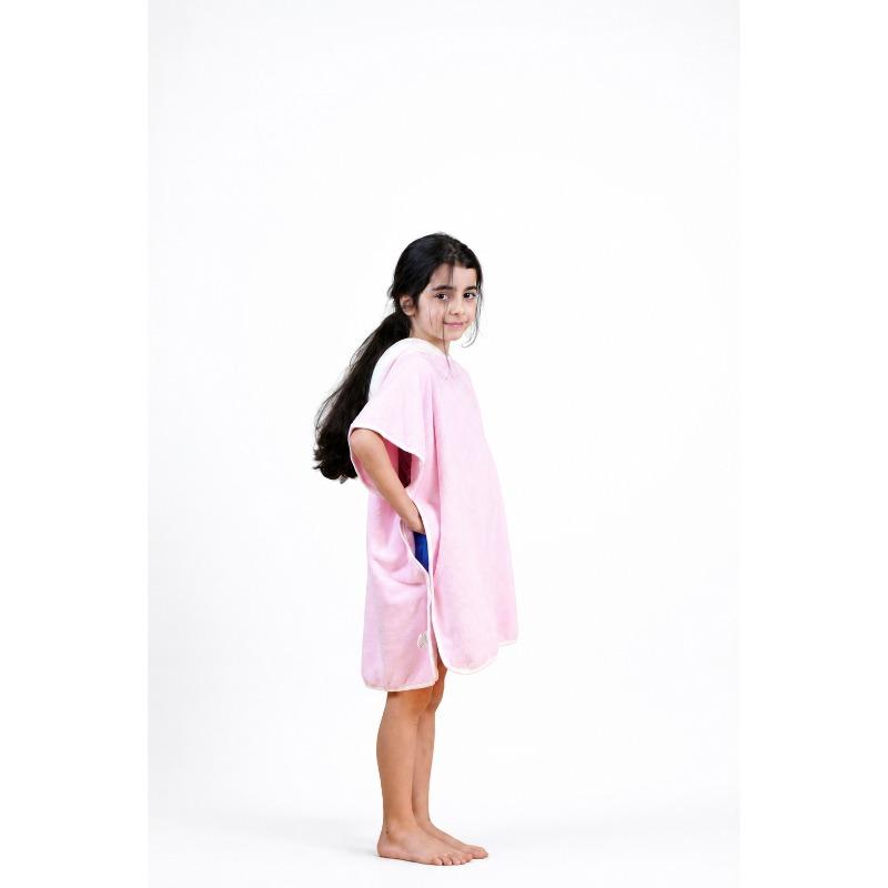 Kids Unicorn Hooded Microfiber Poncho Pink