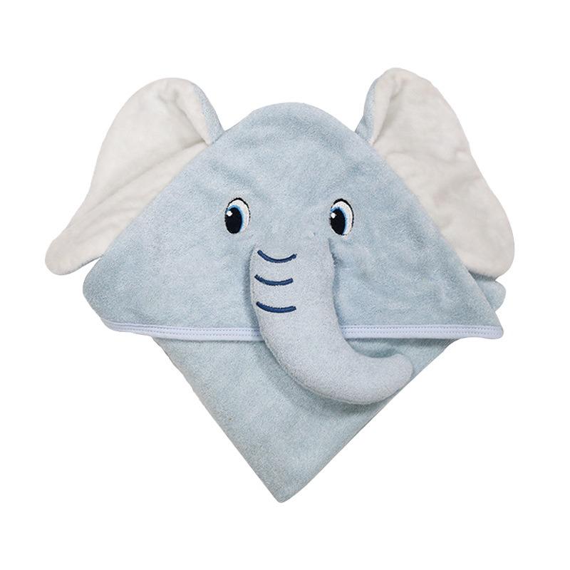 Kids Bamboo Cotton Hooded Poncho Blue