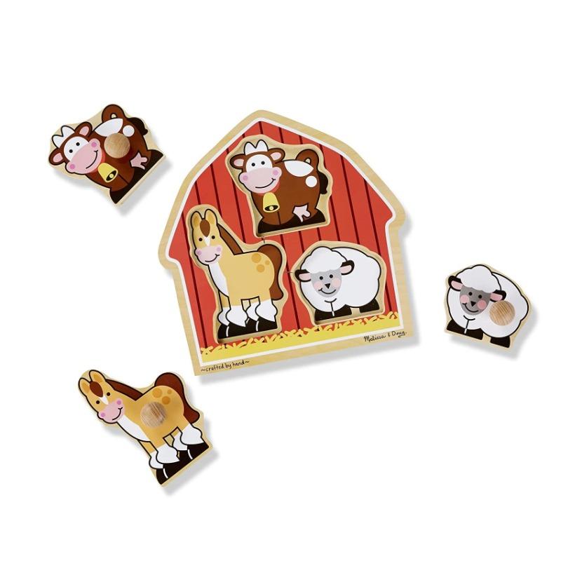 Melissa And Doug Barnyard Animals Jumbo Knob Wooden Puzzle