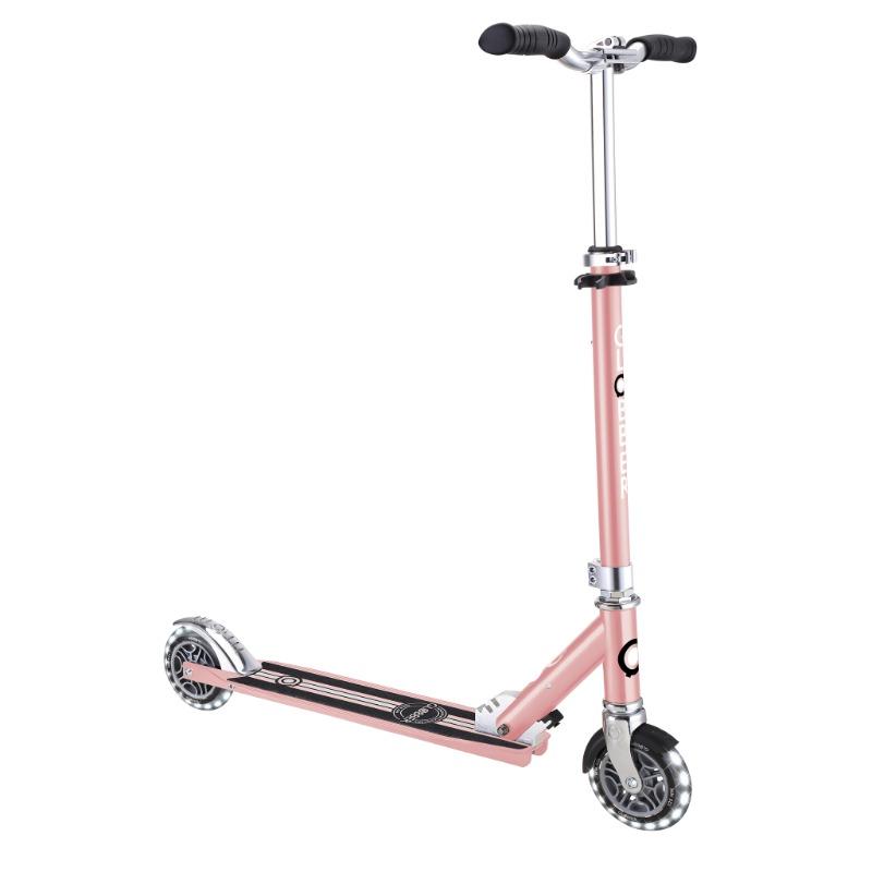 Globber Flow Element Lights Kick Scooter - Foldable LED Wheel Scooter - Rose Gold