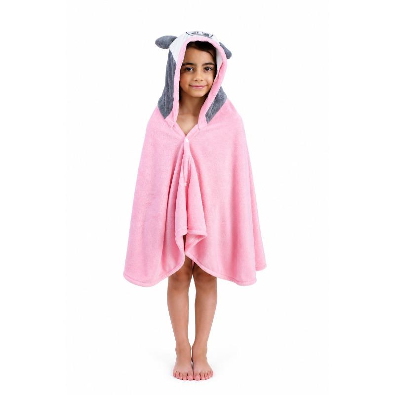 Kids Hooded Microfiber Poncho Elephant Design