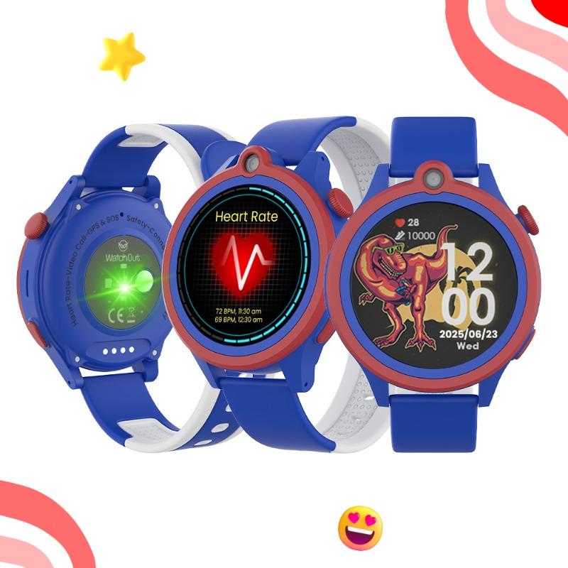 WatchOut Next-Gen+ Kids Phone Smartwatch with GPS Tracking, Heart Rate, Fever Alert, 4G Sim Enabled, Audio-Video Call, Convirtible Air Tag, Changeable Dial Ring, SOS & Parental Lock (Captain Blue)