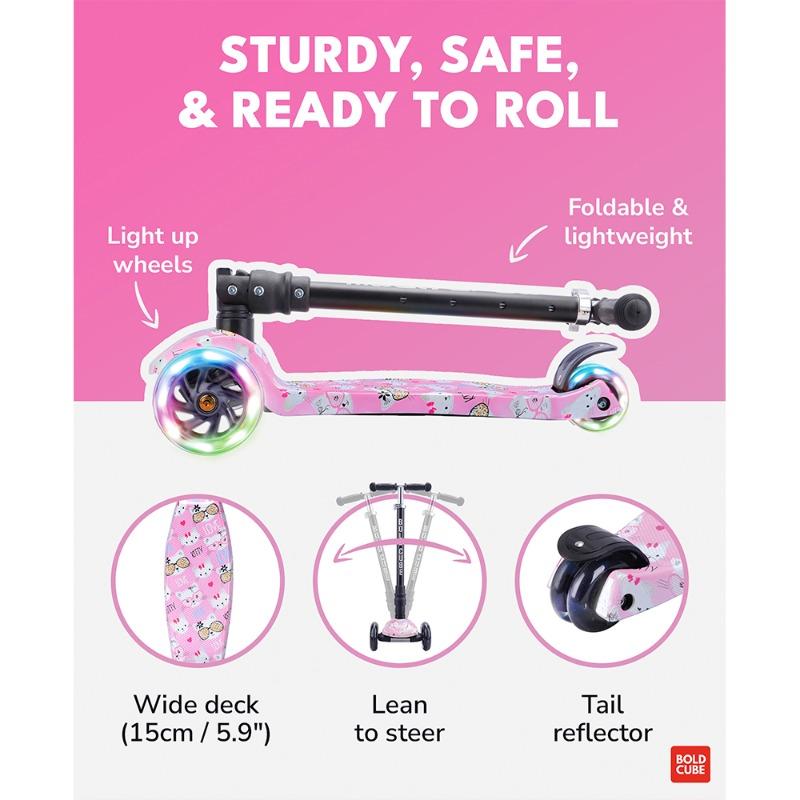 BOLDCUBE 3 Wheel Scooter Big Fold Kitty Love
