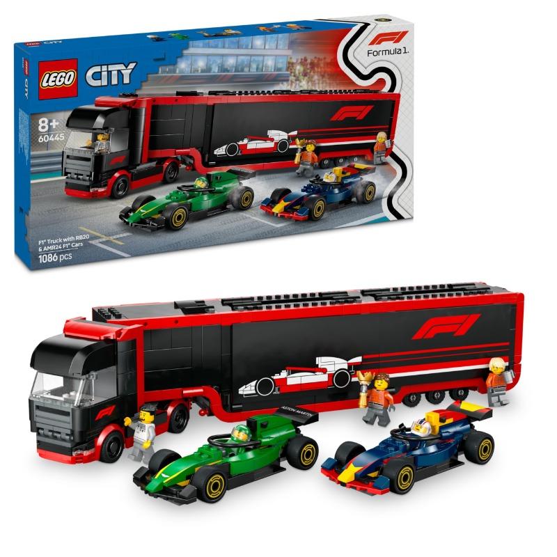 Lego City F1 Truck with RB20 & AMR24 F1 Cars 60445