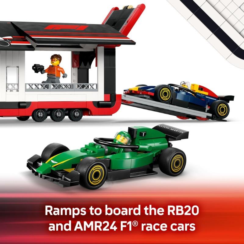 Lego City F1 Truck with RB20 & AMR24 F1 Cars 60445