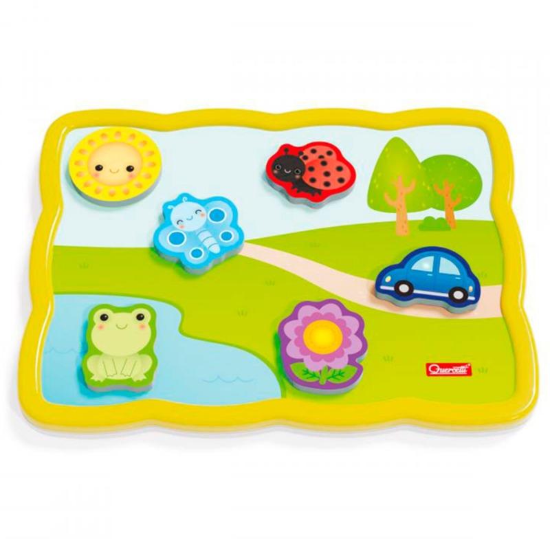 Quercetti Magnetic Puzzle Teaches Colors and First Words - 13 Pieces