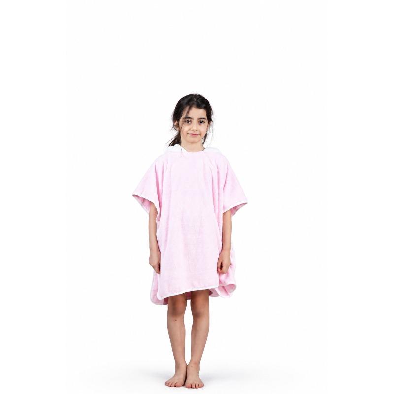 Kids Unicorn Hooded Microfiber Poncho Pink
