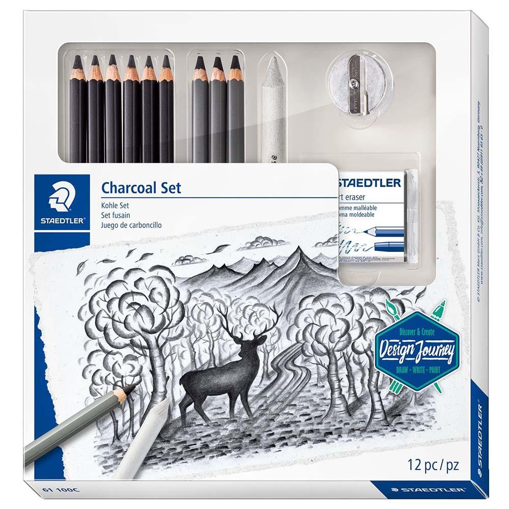 Staedtler Design Journey Mixed Charcoal Set - 12 Pcs