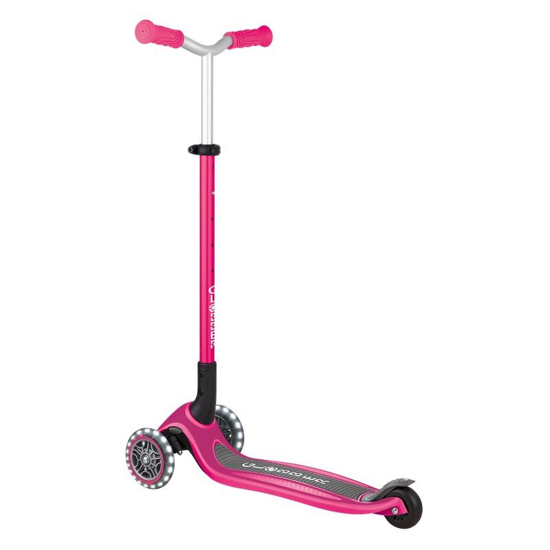 Globber Master Lights Adjustable Kids Scooter with LED Wheels -Fuchsia Pink