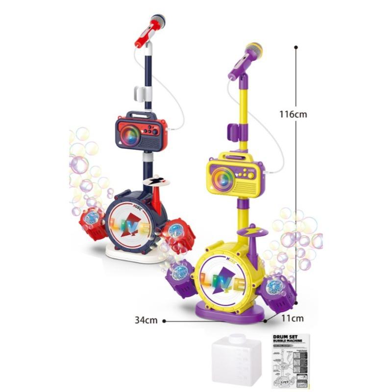 Battery Operated Jazz Drum Microphone Bubble Machine with Music & Bluetooth