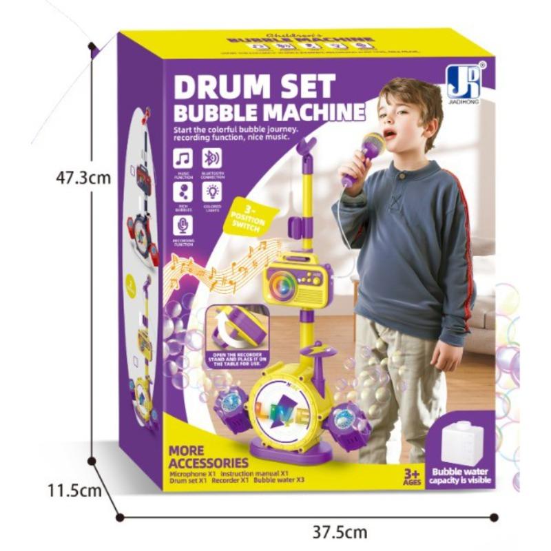 Battery Operated Jazz Drum Microphone Bubble Machine with Music & Bluetooth