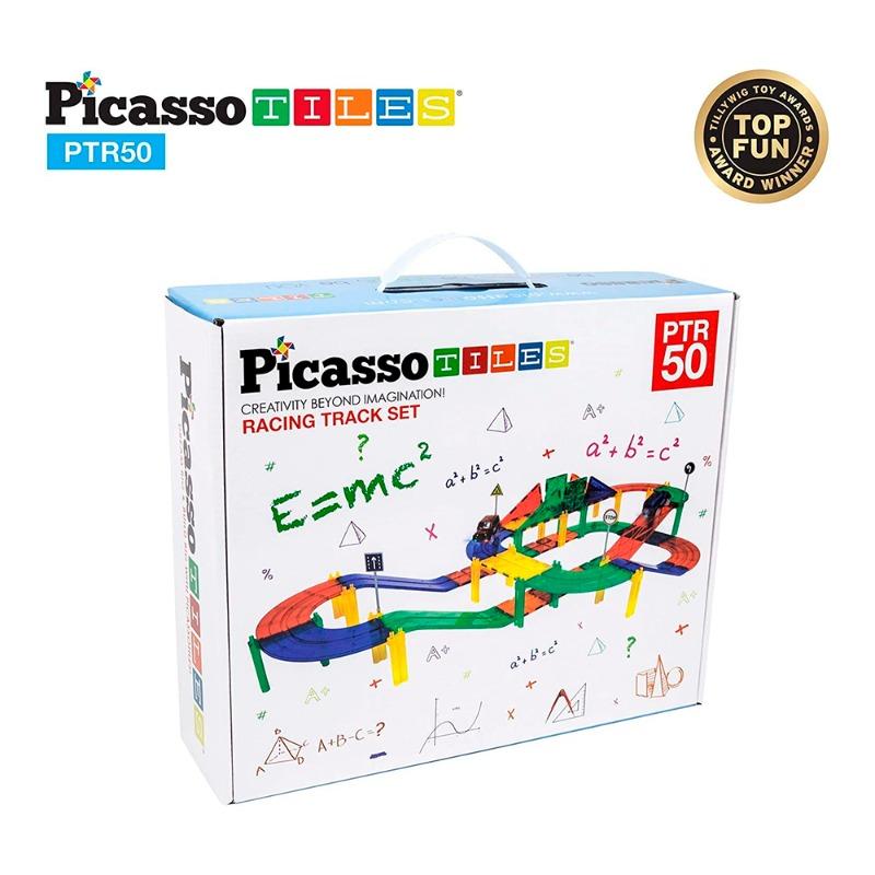 Picasso Tiles - 50 Piece Race Track Building Blocks