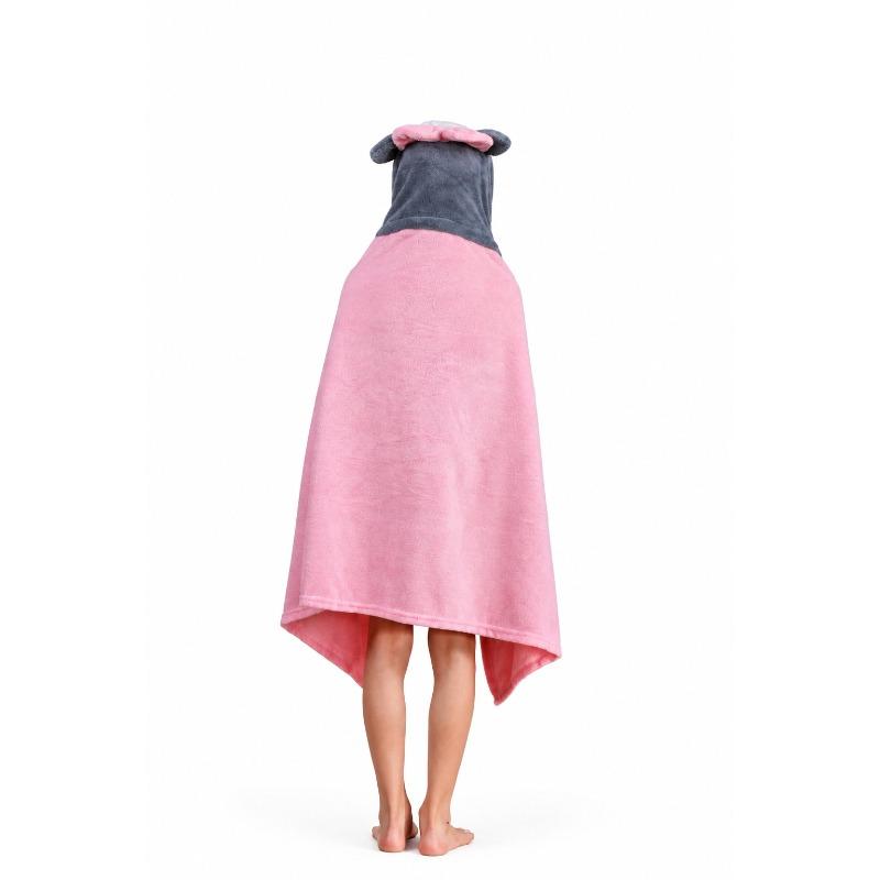Kids Hooded Microfiber Poncho Elephant Design