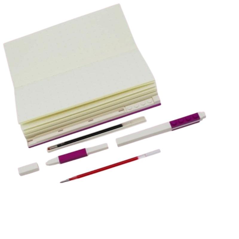 LEGO Locking Notebook with Gel Pen - 1x2 Red & Violet