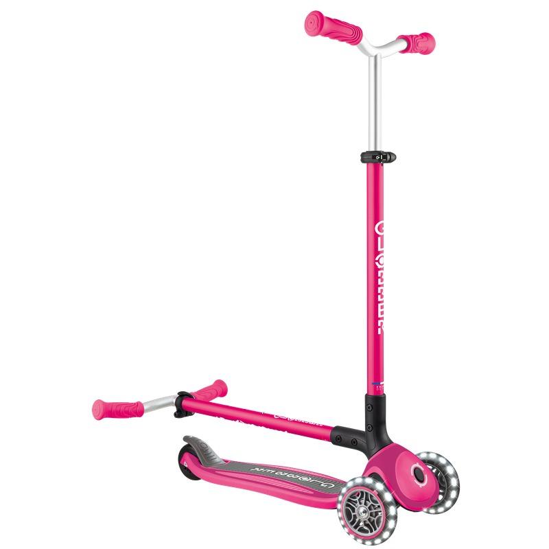 Globber Master Lights Adjustable Kids Scooter with LED Wheels -Fuchsia Pink
