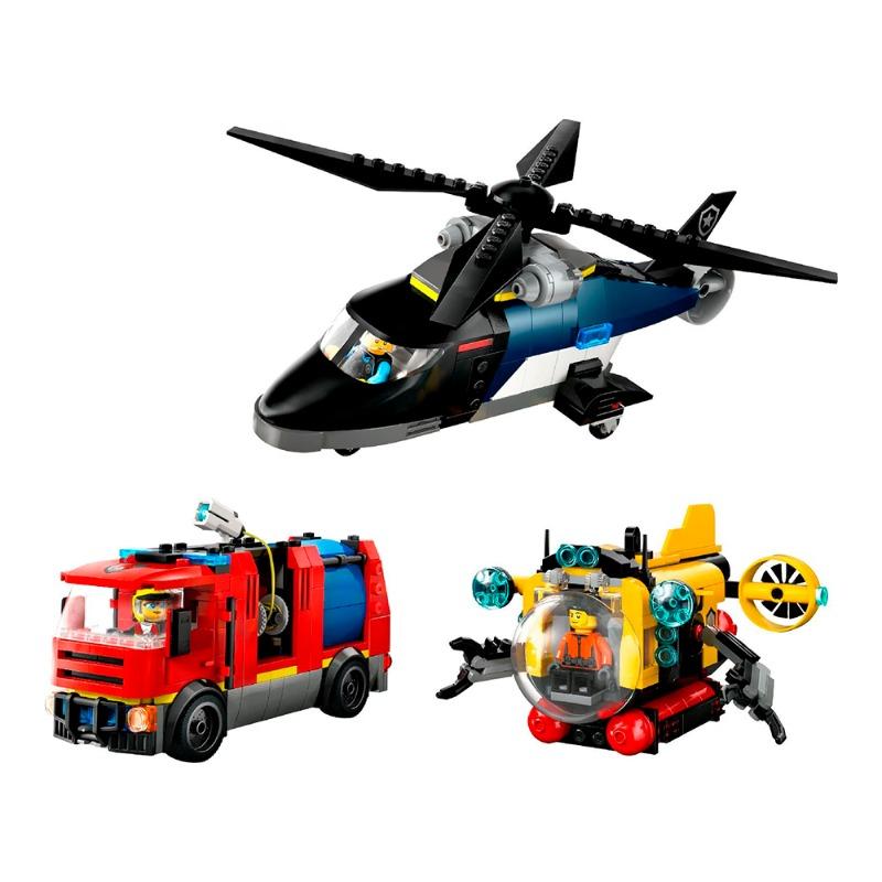 Lego City Helicopter Fire Engine & Submarine Remix Toy Building Set 60462