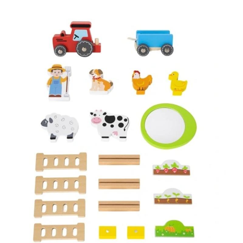 Viga Wooden Farmhouse with Garden and Tractor - 21 Pieces